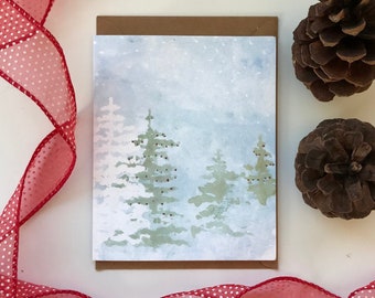 Spruce Trees Watercolor Card/ Spruce Card/ Winter Card/  Christmas Card/ Thank You Card/ Nature Card/ Watercolor Card