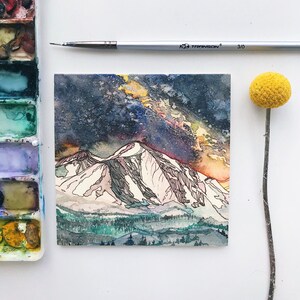Monte Sopris e a Galáxia 4,75" x 4,75" Cartão de felicitações/ Cartão de agradecimento/ Cartões de montanha/ Cartão da natureza/ Conjunto de cartões/ Cartão do Colorado