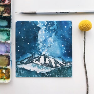 Winter on Mt. Sopris 4" x 4" Greeting Cards/ Thank You Cards / Mountain Card / Watercolor Card / Card Set/ Birthday Card / Colorado Card