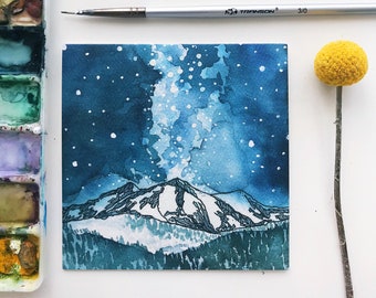 Winter on Mt. Sopris 4" x 4" Greeting Cards/ Thank You Cards / Mountain Card / Watercolor Card / Card Set/ Birthday Card / Colorado Card