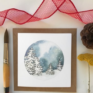 Winter Snow Globe Trees/ Gift Card Card/ Winter Card/ Thank You Card/ Nature Card/ Watercolor Card/ Tree Card image 6