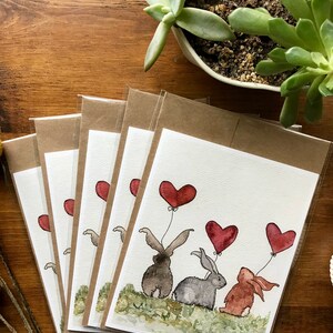 Bunnies with Heart Balloons Cards / Cozy Card/ Bunny Love/ I Love You Card/ Anniversary Card/ New Baby Card/ Baby Shower Card image 7