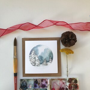 Winter Snow Globe Trees/ Gift Card Card/ Winter Card/ Thank You Card/ Nature Card/ Watercolor Card/ Tree Card image 4