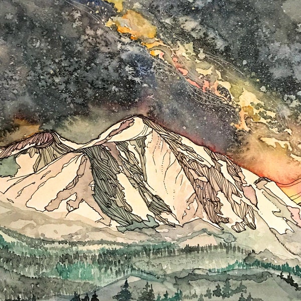 Mount Sopris and the Galaxy Fine Art Print