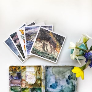 Conjunto de cartões variados com cinco cartões quadrados de felicitações/cartão de agradecimento/cartões de montanha/cartões de natureza/conjunto de cartões/conjunto de cartões de presente