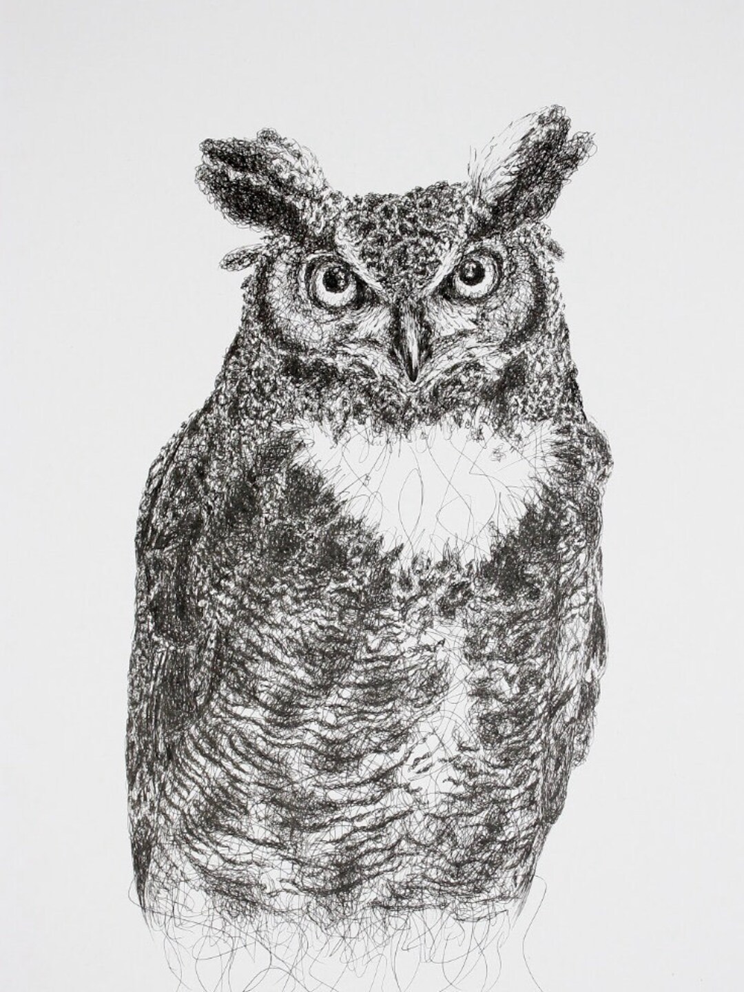 Alex Great Horned Owl Drawing Print - Etsy