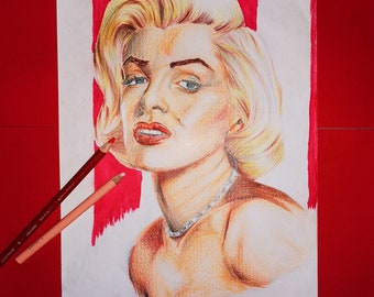Marilyn Monroe colored pencil drawing