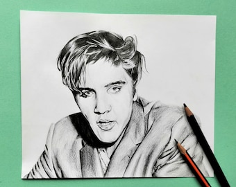 Elvis Presley black pencil portrait drawing