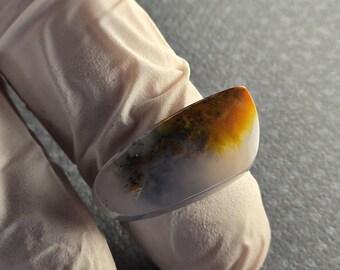 Chrysocolla Native Copper Chalcedony High Quality Artisan Cabochon 27x12x5.5 Freeform clear rust copper polished front back perfect size