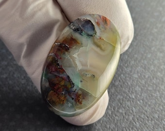 Chrysocolla Native Copper Chalcedony High Quality Artisan Cabochon 34x21x7 Oval aqua rust copper red spectacular color polished front back