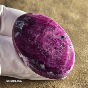 Faceted, Chatoyant Highly Polished Oval Ruby Cabochon 47 x 31 x 7 Beautiful thick Ruby Fuschite, with inclusions, Beautiful color and Cut