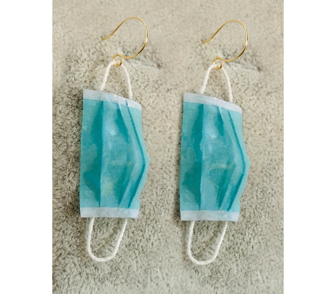 Funny Earrings Weird Earring Miniature Face Mask Quirky Statement