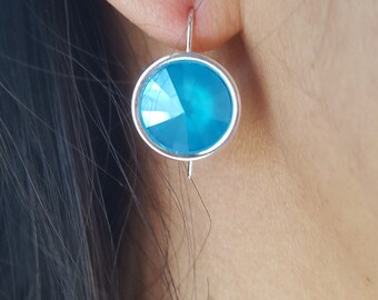 Aquamarine Swarovski Droplet Earrings
