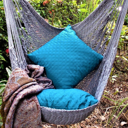 Purple Sitting Hammock Hanging Chair Natural Cotton and Wood Etsy