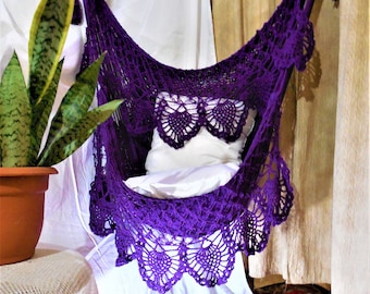 Spectacular large hammock chair with double crochet fringe/ornament. Hanging chair. Chair hammock. Valentine's Day. Fast delivery.