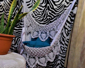 Awesome large hammock chair with double crochet fringe/ornament. Hanging chair. Chair hammock. Valentine's Day. Fast delivery.