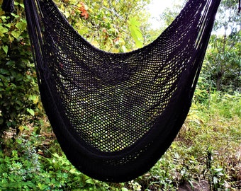 Black handmade hammock chair for children and adults. Hanging chair. Mother's day gift. Wedding and home decor. Free express shipping.