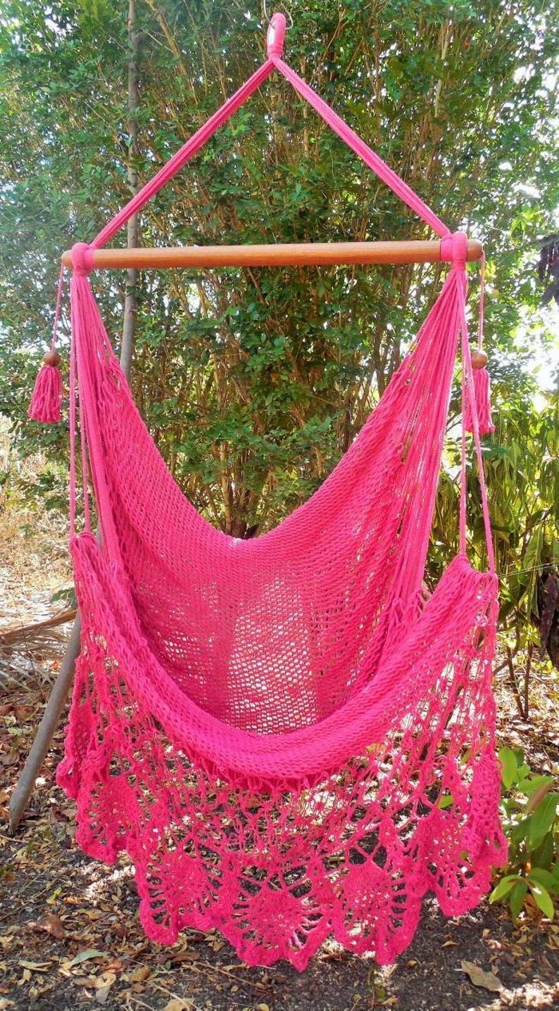 Large hammock chair with crochet edge. Hanging chair. Chair hammock. Mother's day gift. Wedding decor. Fast delivery 2 to 3 days. image 5