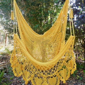 Large hammock chair with crochet edge. Hanging chair. Chair hammock. Mother's day gift. Wedding decor. Fast delivery 2 to 3 days. image 4