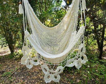 Large hammock chair butterfly crochet cotton handmade very cute. Hanging chair. Chair hammock. Mother's day gift.Fast delivery 2 to 3 days.