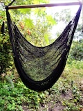 Hand-woven black hammock chair with cotton and wood. Hanging chair. Christmas gift. Wedding decor. Fast shipping only 3 to 4 days guaranteed product logo