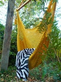 Hand-woven hammock chair with cotton and wood. Hanging chair. Chair hammock. Ideal for decoration.  Christmas gift. Wedding decor. product logo