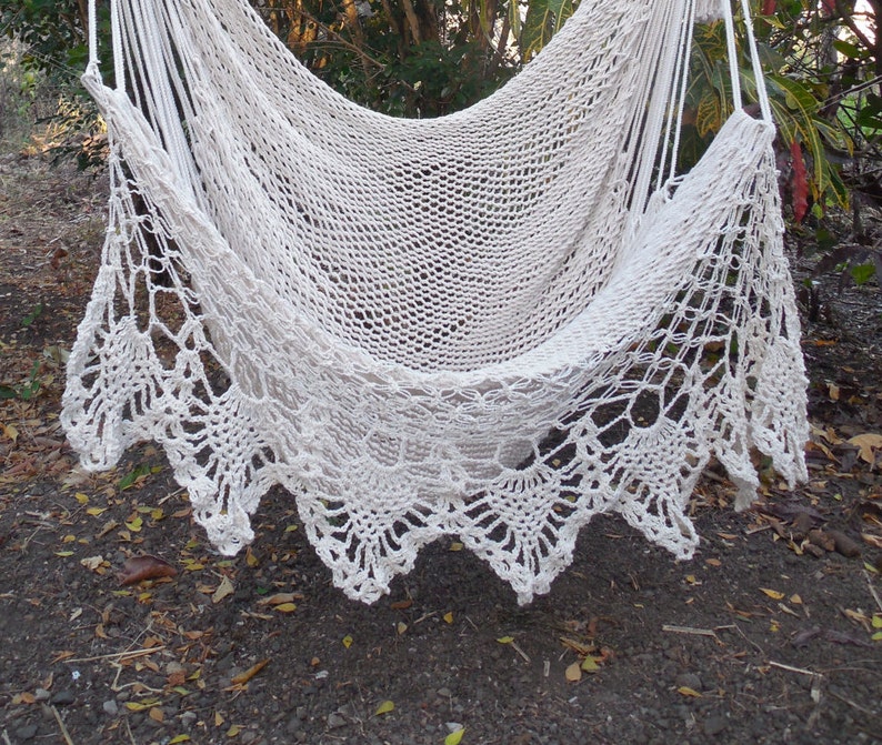 Large hammock chair with crochet edge. Hanging chair. Chair hammock. Mother's day gift. Wedding decor. Fast delivery 2 to 3 days. image 2