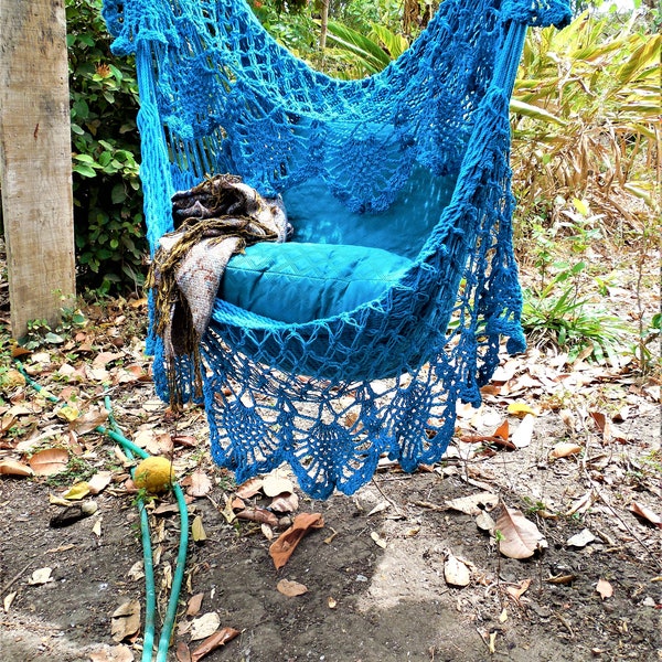 Amazing large hammock chair with double crochet fringe/ornament. Hanging chair. Chair hammock. Valentine's Day. Fast delivery 2 to 3 days.