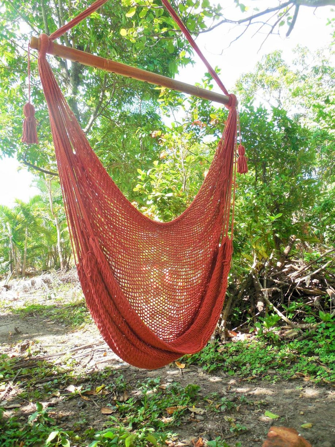 Hand woven Hammock Chair Brown Color With Cotton and Wood. Hanging Chair. Chair Hammock. Ideal for Decoration. Fast Shipping 2 to 3 Days. Etsy