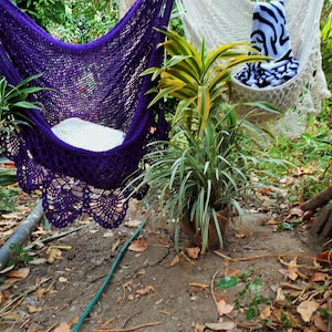 Large hammock chair with crochet edge. Hanging chair. Chair hammock. Mother's day gift. Wedding decor. Fast delivery 2 to 3 days. Purple