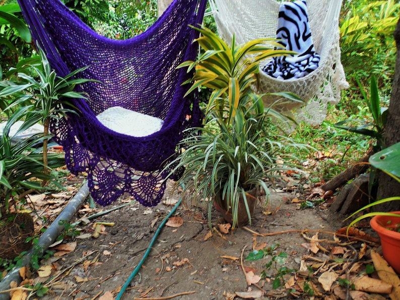 Large hammock chair with crochet edge. Hanging chair. Chair hammock. Mother's day gift. Wedding decor. Fast delivery 2 to 3 days. Purple