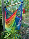 XXL Rainbow cotton hammock chair- XXL Beige- Large Beige crochet for indoor or outdoor use.  Christmas gift. Fast shipping. DHL Express. product logo