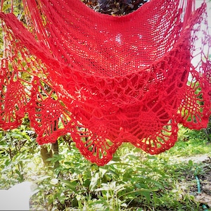 Large hammock chair with crochet edge. Hanging chair. Chair hammock. Mother's day gift. Wedding decor. Fast delivery 2 to 3 days. Red