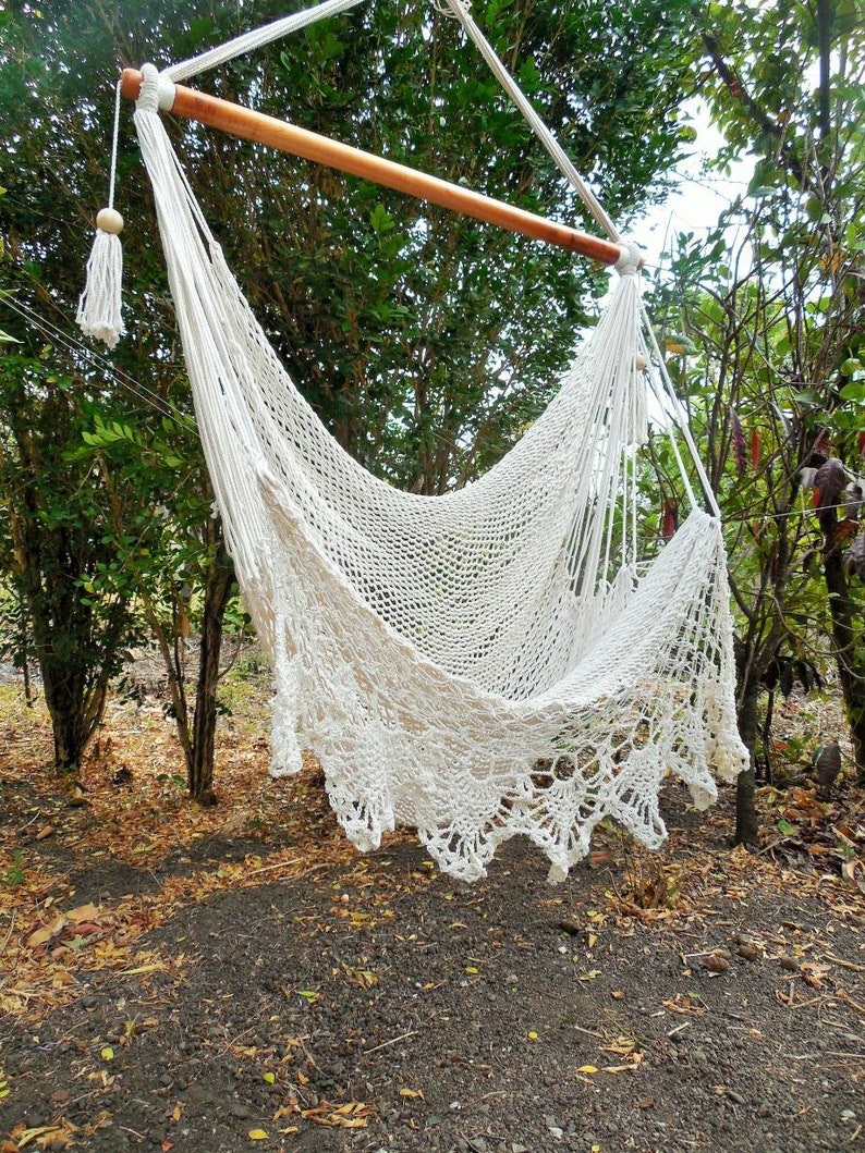 Large hammock chair with crochet edge. Hanging chair. Chair hammock. Mother's day gift. Wedding decor. Fast delivery 2 to 3 days. image 1