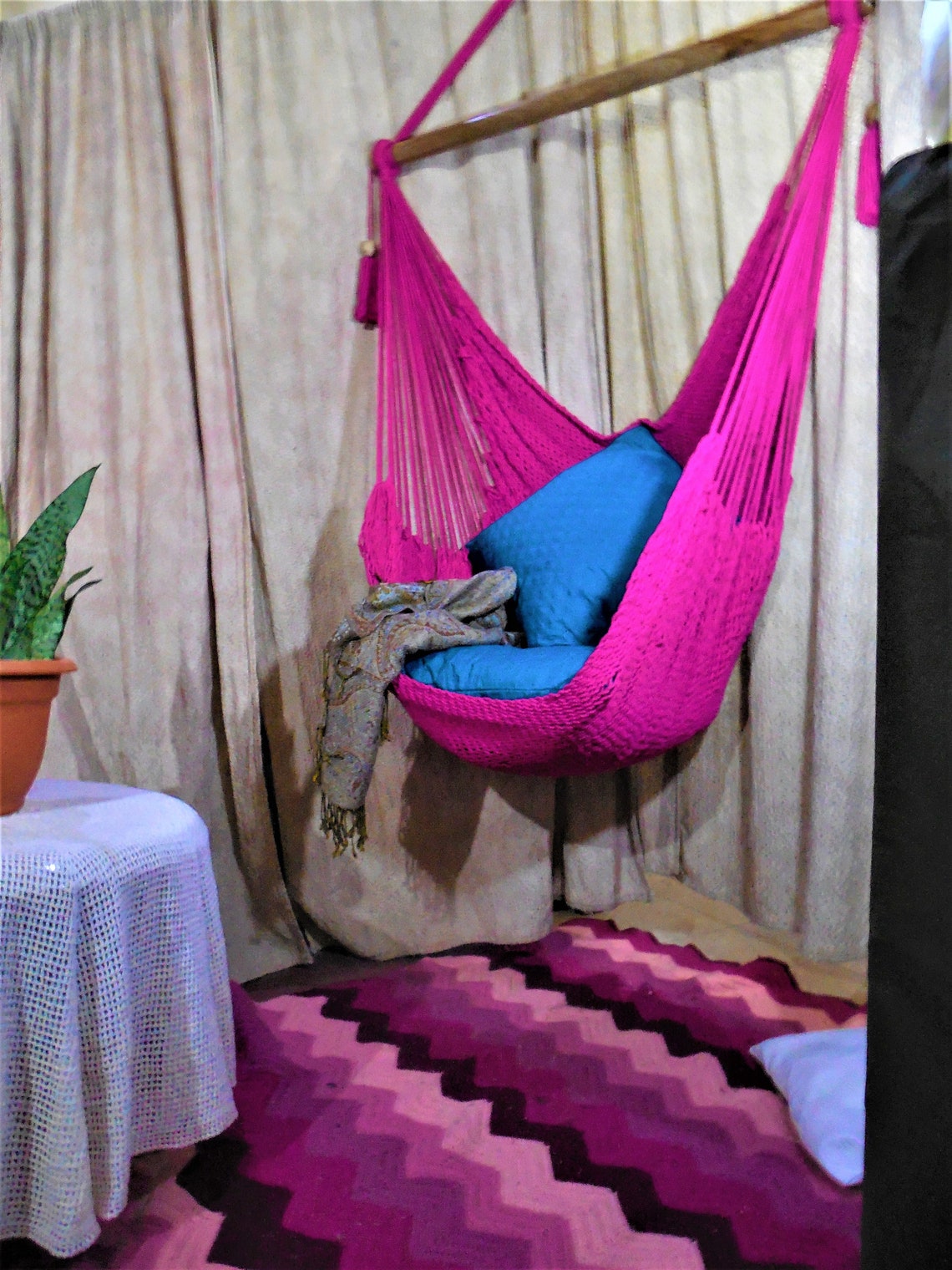 Black handmade hammock chair for children and adults. Hanging Etsy