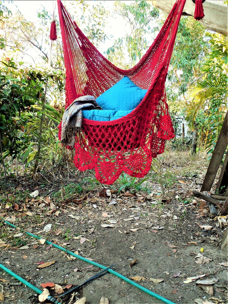 Large hammock chair with crochet edge. Christmas gift. Express shipping. image 2