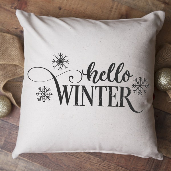 Hello Winter Svg - Hello Winter Sign SVG Cut File - Winter Greetings Svg - Winter Shirt Cutting Files - Cricut Silhouette Cameo Eps Png Svg