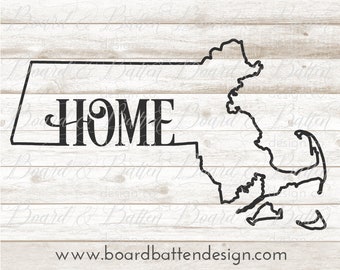 MA State Outline Svg File - Massachusetts Cut File - MA Home Svg Files - Massachusetts Cutting File - MA Home State Outline Dxf