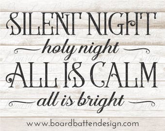 Silent Night Svg File - Christmas Cutting Files - Christmas Svg Files for Silhouette - Christmas Svg for Shirts - Svg Christmas Files