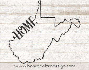 WV Home Svg Files - West Virginia Cutting File - WV Home Dxf for Silhouette - WV State Outline Svg File - West Virginia Cut File