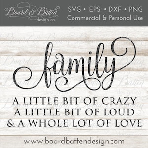 Family Svg Sayings Family Svg Files for Cricut Family A Little Bit of Crazy Svg Sayings Svg File Family Dxf Silhouette Cut File image 1