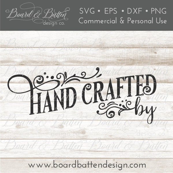 Handmade Svg - Handmade By Svg - Handcrafted By Svg File - Crafting Svg File for Crafters - Etsy Seller Svg - Print and Cut Dxf Eps Png