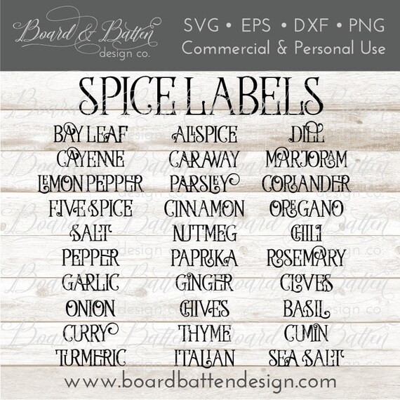 Download Spice Labels Svg Spices Svg Files Farmhouse Decor Svg Etsy