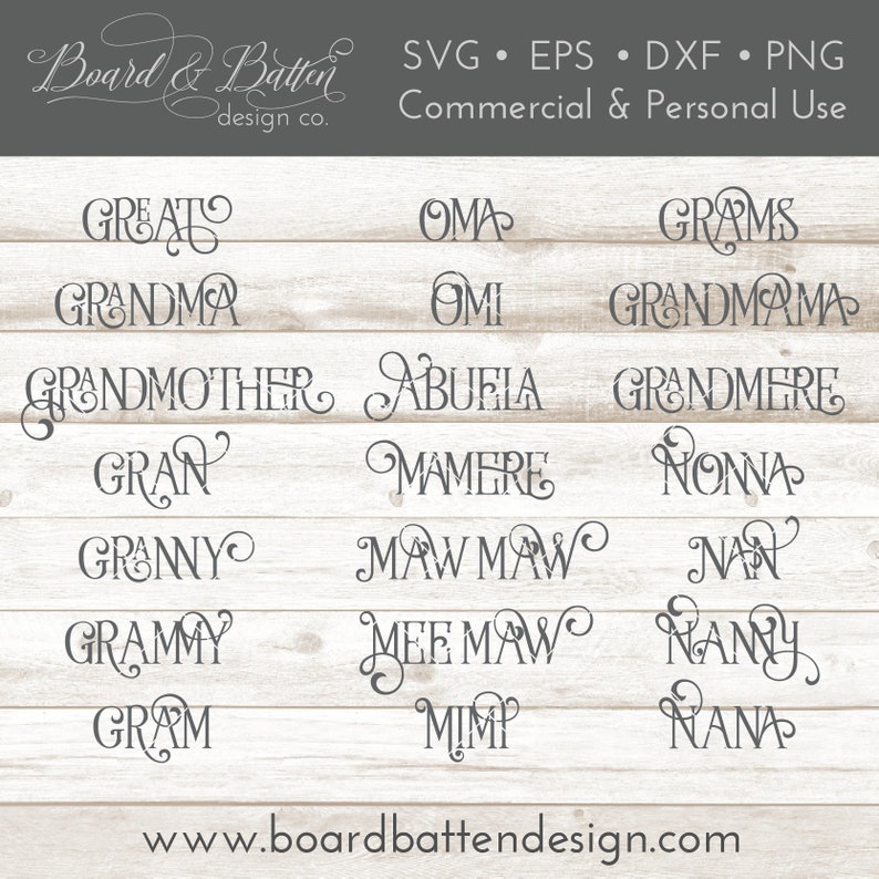 Download Grandmother Names SVG Bundle Grandma Svg Grammy SVG Abuela ...
