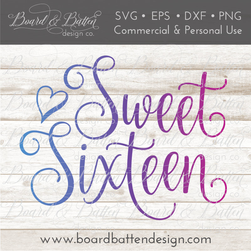 Download Svg Cutting Files Vector Svg Sweet Sixteen Svg 16th | Etsy