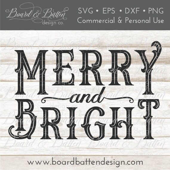 Download Free Christmas Svg Vintage Merry And Bright Svg File Rustic Etsy SVG DXF Cut File