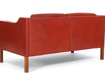 MOGENSEN SOFA (DESIGNER : Børge Mogensen vintage c. 1970's Oxblood leather excellent