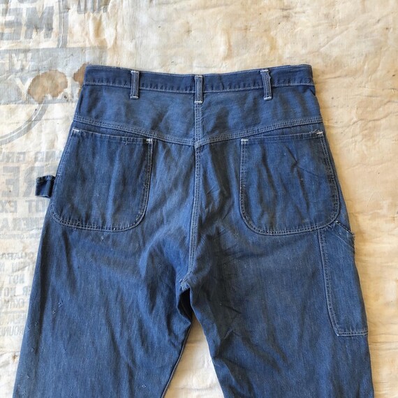 50’s/60’s distressed denim carpenter pants 32”