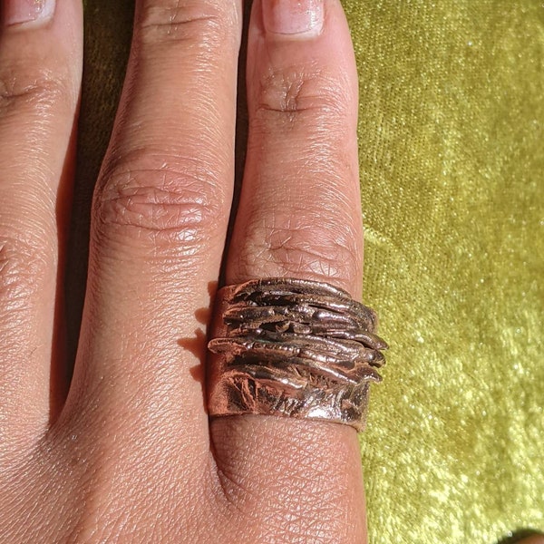 Mushroom Ring Copper Electroformed Unisex Sculpted Ring Custom Made to Order Boho Toadstool Oyster Mushroom Ink Cap Morel Fungi