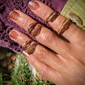 Shelf Mushroom Stackable Electroformed Copper Midi Rings Custom-Made Fungi Realistic Botanical Jewelry